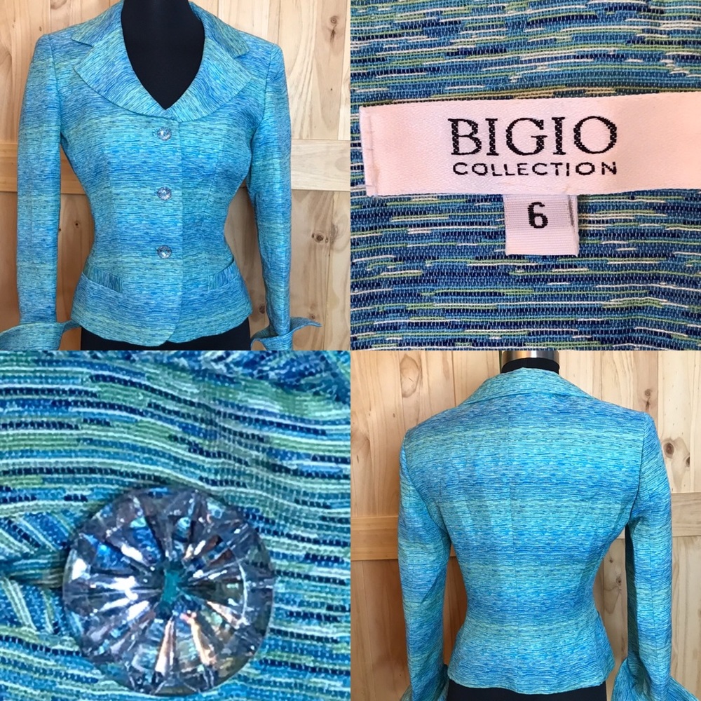 Bigio collection teal, blues lined  blazer